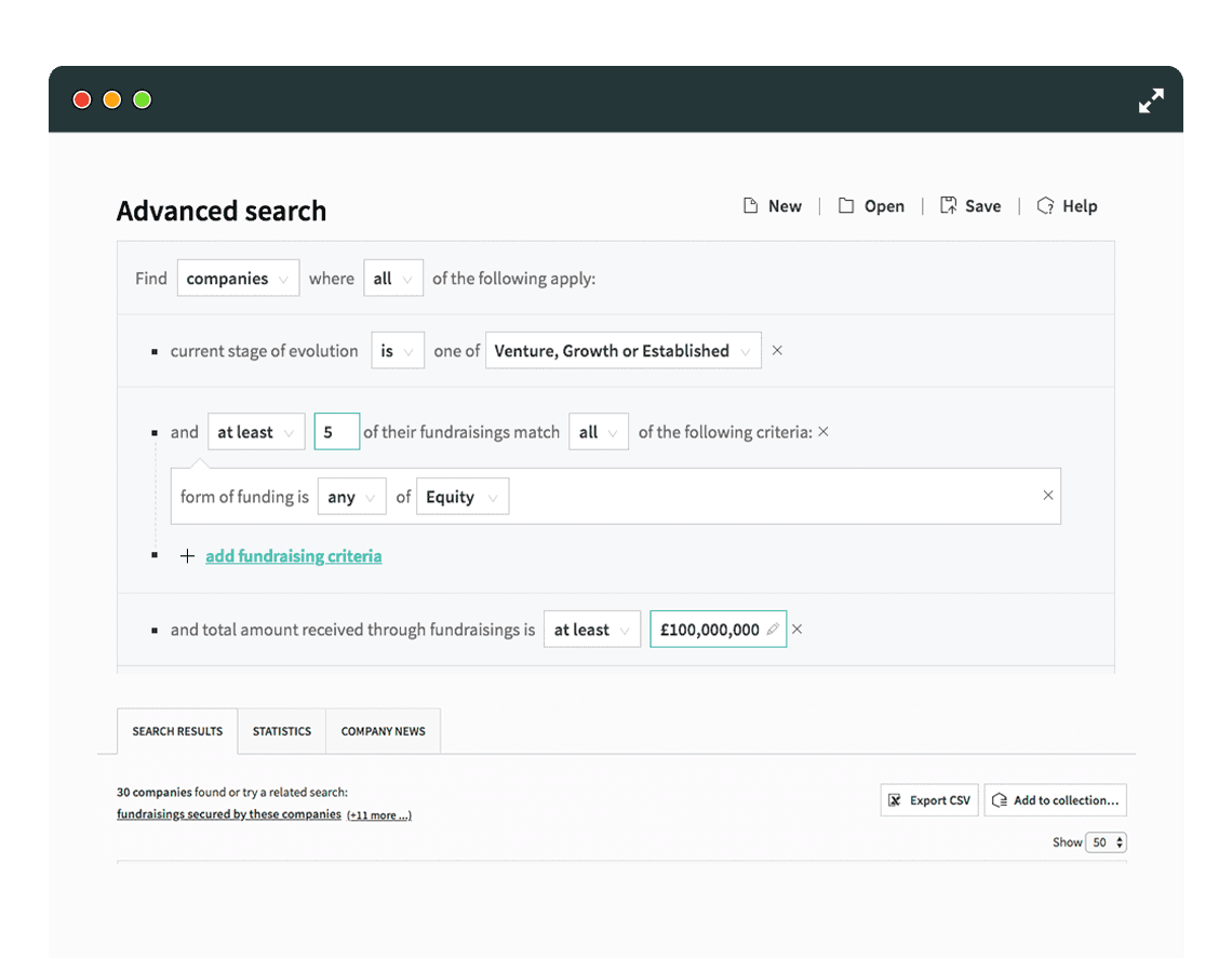 Beauhurst Advanced Search for IPOs
