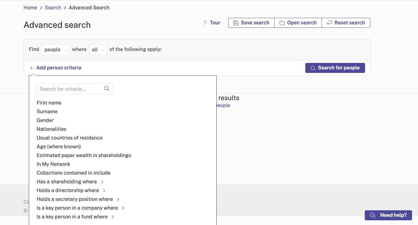 Advanced Search: Person Criteria example (2)