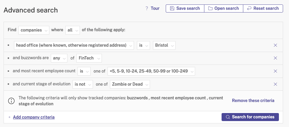 Advanced Search: Company Criteria Search "Bristol"