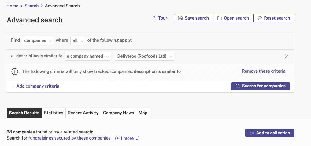 Advanced Search: Company Criteria Search "Deliveroo"