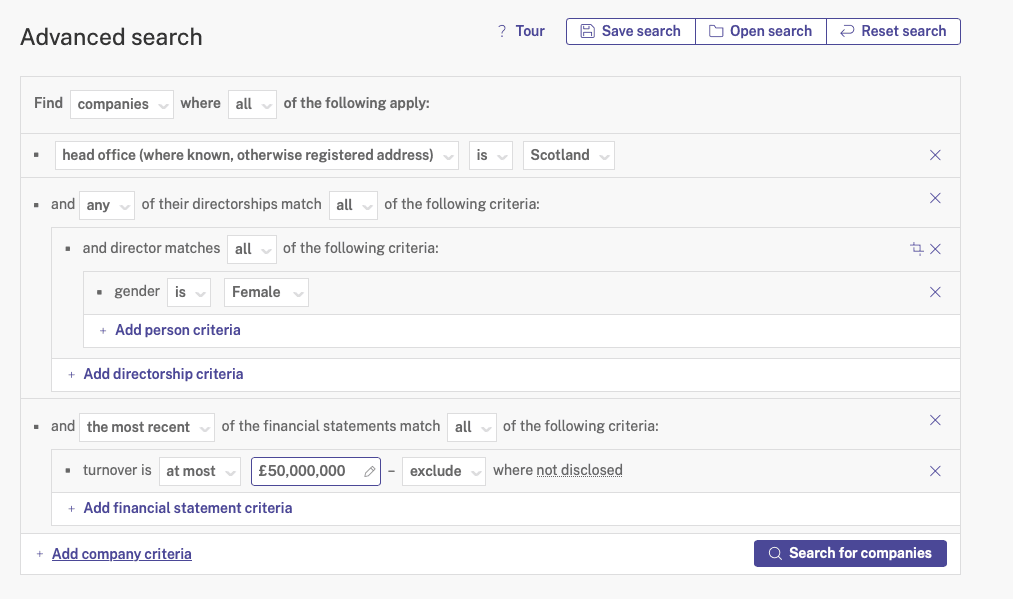 Advanced search: Head office in Scotland